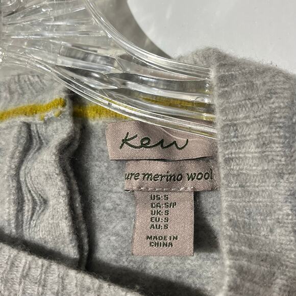 Kein Pure Merino Wool Crew Neck Gray Button Up Back Pullover Sweater Women’s S - Picture 2 of 7